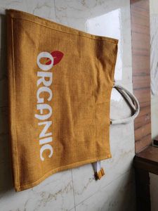 Yellow "Organic" Jute Tote Bag