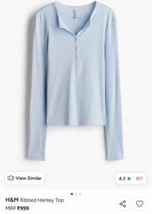 Light Blue Ribbed Long Sleeve Top