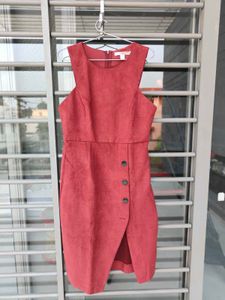 Chic Red Suede-Look Dress