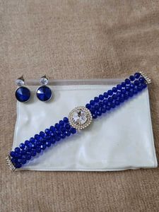 Royal Blue Beaded Choker Set