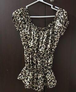 Leopard Print Off-Shoulder Top