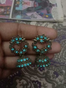 Blue Jhumka Earrings