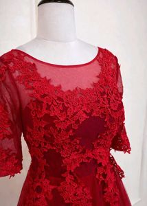 Stunning Red Lace Evening Gown