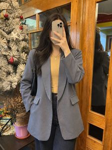 Grey Shawl Collar Blazer