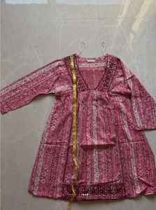 Boho Pink Printed Tunic with Embellishments