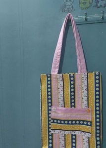 Cutesy kawaii Striped Tote Bag