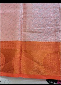 Elegant Peach Banarasi Silk Saree with blouse pc