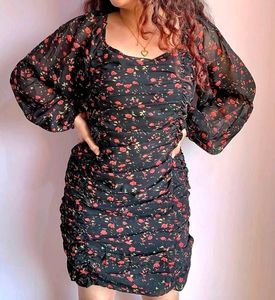 Ruched Printed Dress