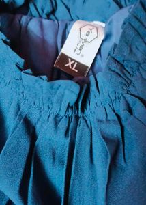 Teal Pleated Top