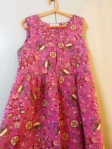 Pink Print Sleeveless Midi Dress