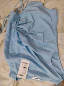 Stylish Blue Sleeveless Wrap Top