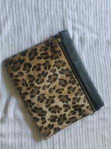 Leopard Print Clutch with Zipper Detail