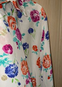Vintage Floral Print Button-Up Blouse