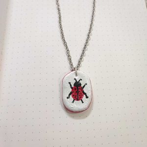 Boho Ladybug Necklace 𖦹 *٭  𓆣 🐞🪵𓆣٭ * 𖦹