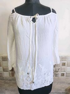 Boho Off-the-Shoulder Eyelet Top