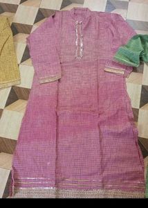 Pink Checkered dress material