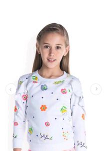 Girls Floral Print Top &amp; Ruffled Skirt Set