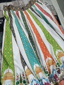 Boho Chic Striped Maxi Skirt with Mirrorwork