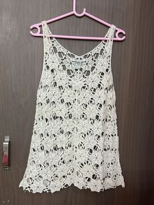Cream Crochet Tank Top for medium and large
