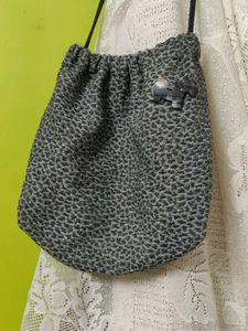 Vintage Leopard Print Drawstring Bag