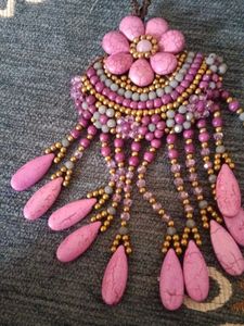 handcrafted magenta howlite gemstone beaded statem