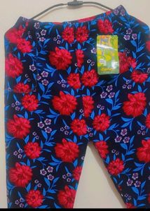 Navy Blue Legging Pink Floral Print For 28 Waist