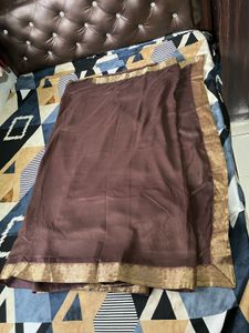 Elegant Brown Saree with Golden Border