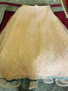 Peach &amp; Teal Designer Lehenga Set | Floral Embroid