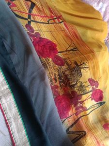 Combo of Elegant Peach and casual mustard saree