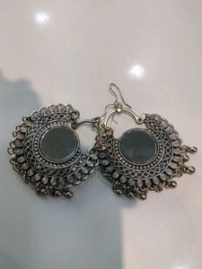 Oxidized Mirror Jhumka Earrings