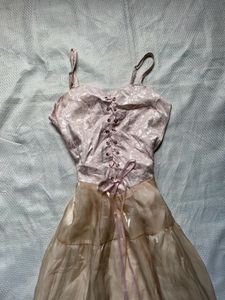 Corset Pink Tiered Midi Dress