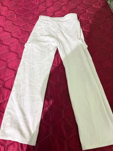 White Cargo Pants with Belt