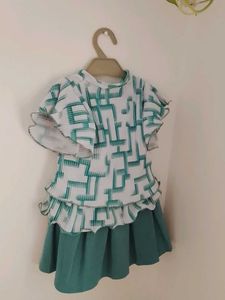 Girls' Teal Pleated Skirt and Top