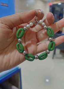 Boho Green Shell Hoop Earrings