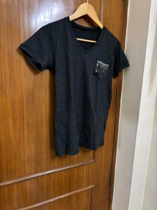 Sparkly Pocket V-Neck T-Shirt