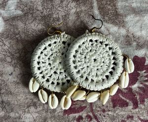 Handmade Boho Crochet Earrings with Cowrie Shells