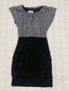 Chic Grey &amp; Black Tiered Mini Dress