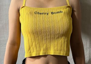 Yellow "Cherry Bomb" Crop Top