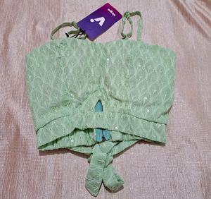 Sweetheart Neck Padded Crop Top With Detachable Sl