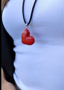 Crimson Red Heart Pendant Necklace