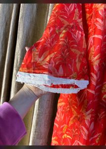 Vibrant Pure Jaipuri Orange Floral Kurta Set with