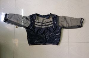 Grey Saree Sequence Blouse