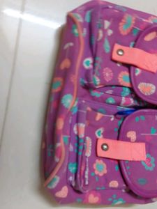 Cute Purple Floral Backpack with Rainbow Pouch