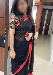 Elegant Black Saree with Red golden Border