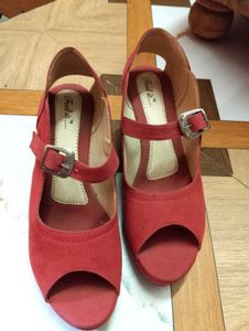 Dark Pink  Suede Peep-Toe Heels