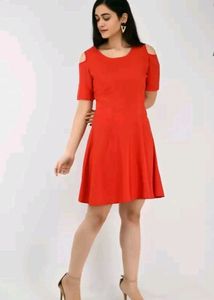 Flash ⚡Sale ❤️Cold Shoulder Flared Red Dress