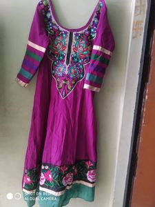 Pink Anarkali Kurti With Multicolored