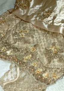 Golden Satin Dress With Beautiful Lace