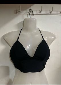 Black Halter Neck Bikini Top