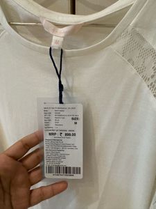 White Lace Sleeve T-Shirt